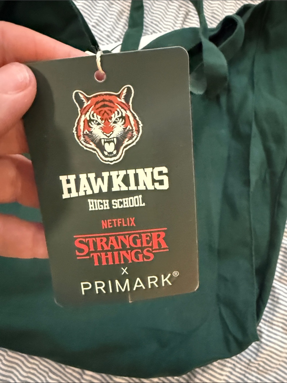 Primark Green & White Hawkins High School Tiger Tote Bag - Picture 3 of 4